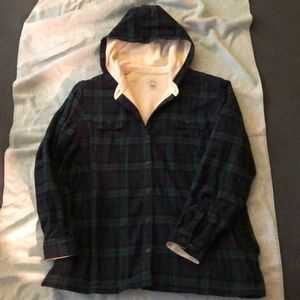 LLBean Fleece Lined Plaid Hoodie